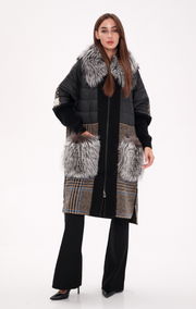 Silver Fox Wool Cashmere Coat with Detachable Fur