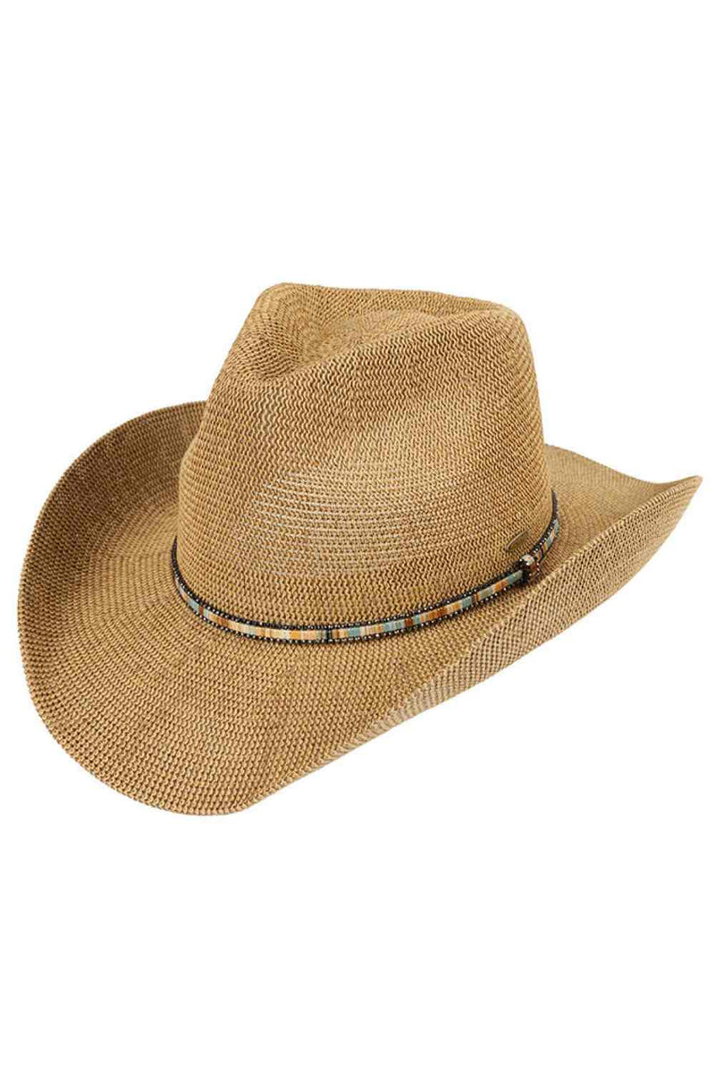 Multicolored Trim Band Knitted Cowboy Hat