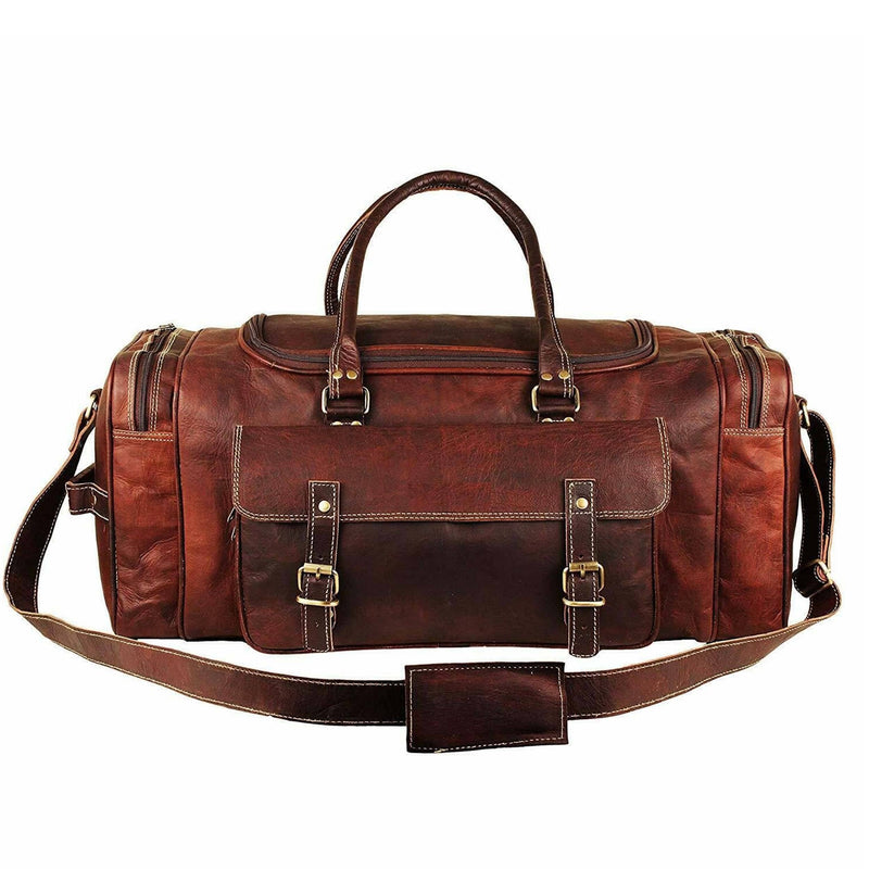 Vintage Brown Goat Leather Duffle
