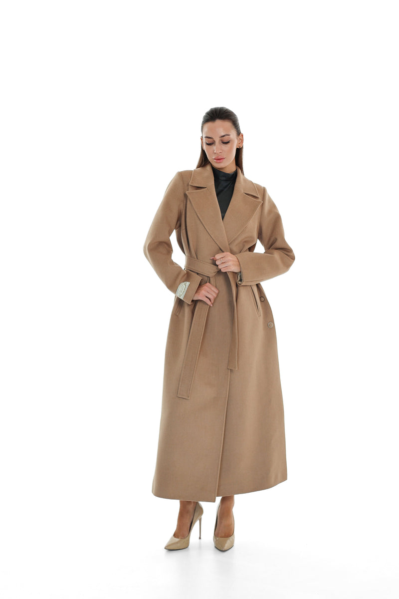 Camel Cashmere Blend Coat for Women