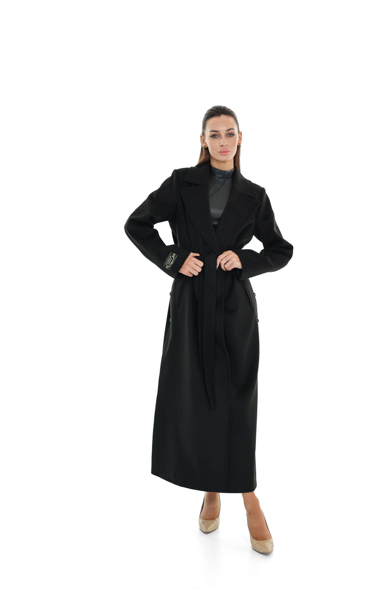 Black Cashmere Blend Coat for Women