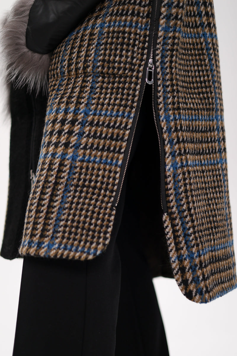 Silver Fox Wool Cashmere Coat with Detachable Fur
