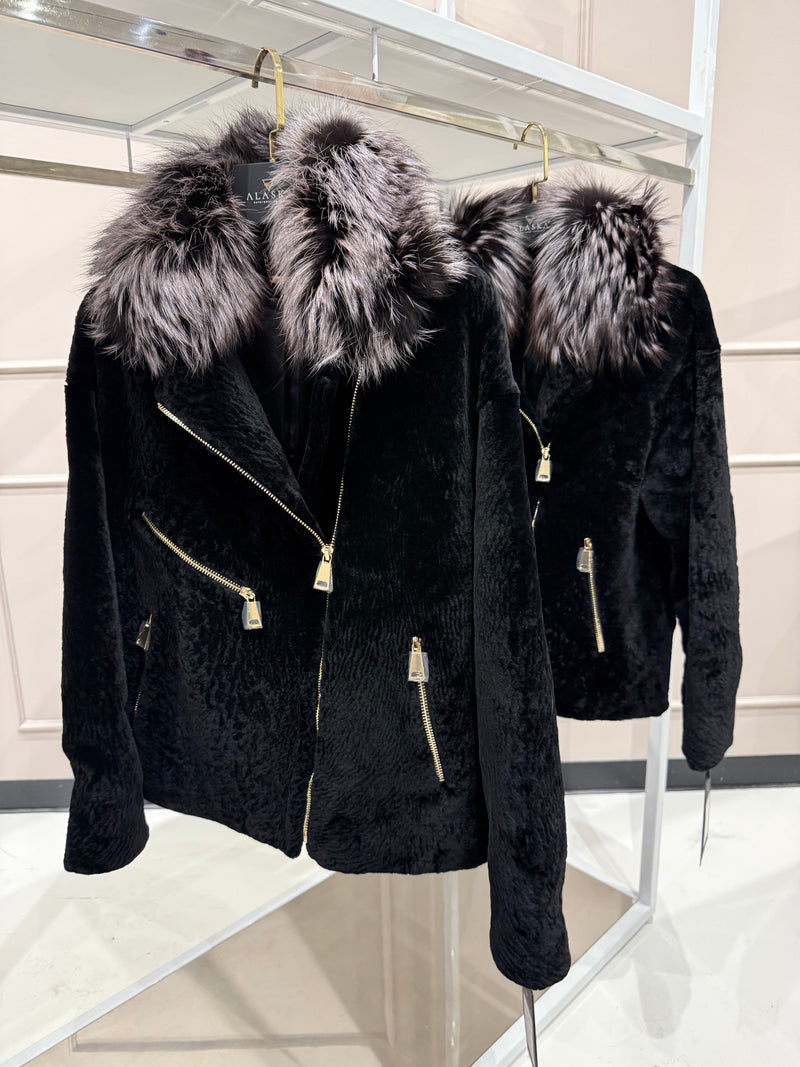 Genuine Silver Fox Trim Coat
