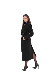 Justine Black Cashmere Blend Overcoat – 100 cm