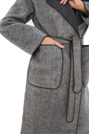 Genuine Silver Fox Fur Wool Coat for Women