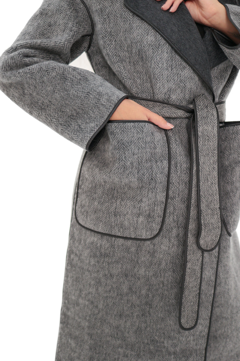 Genuine Silver Fox Fur Wool Coat for Women