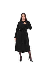 Justine Black Cashmere Blend Overcoat – 100 cm