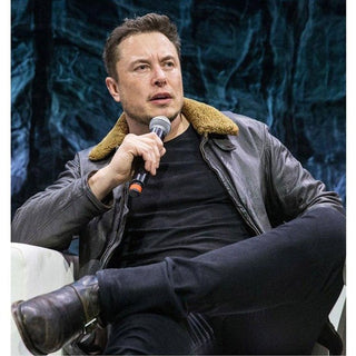 Elon Musk Shearling Leather Jacket For Winter Dark Brown