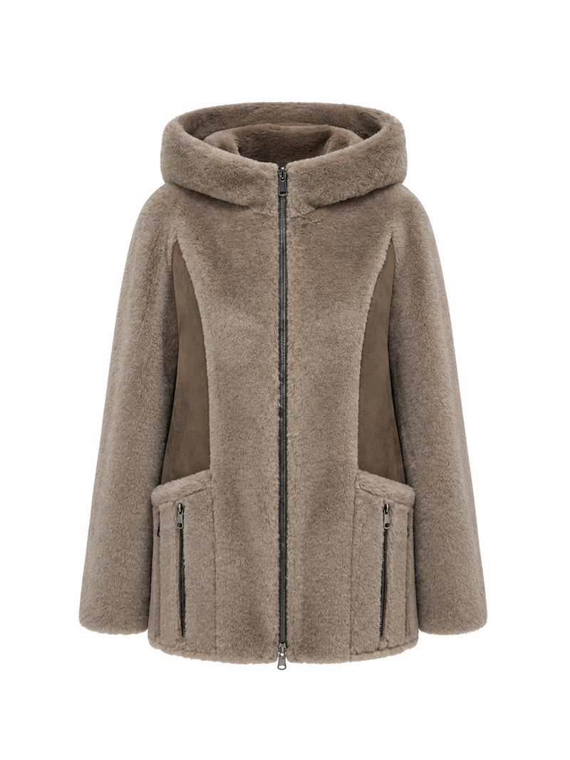 Drew Reversible Faux Fur Suede Hooded Jacket