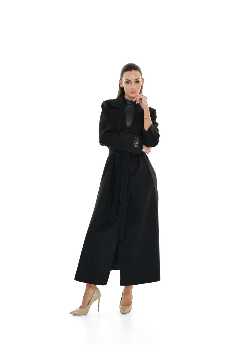Black Cashmere Blend Coat for Women