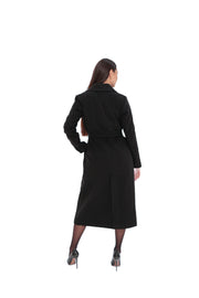Justine Black Cashmere Blend Overcoat – 100 cm
