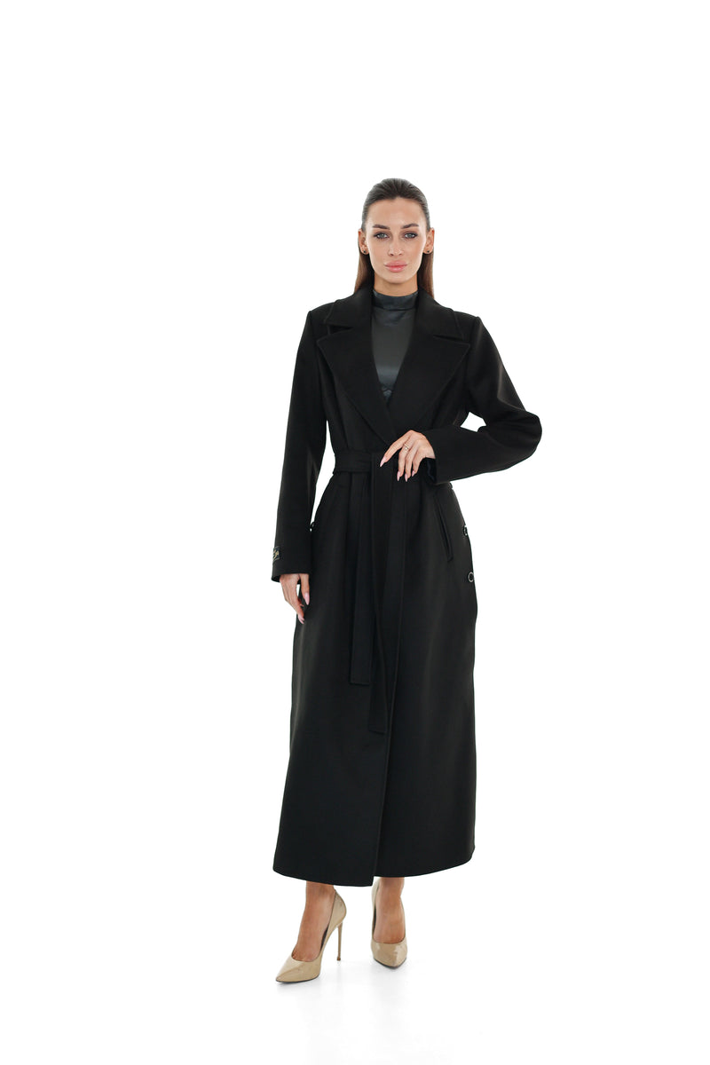 Black Cashmere Blend Coat for Women