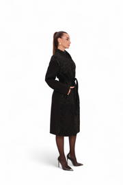 Noir Genuine Karakul Fur Wool Overcoat