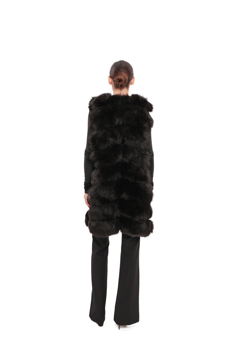 Genuine Polar Fox Fur Vest – 90 cm Longline