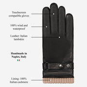 Alonzo (black) - Lambskin leather gloves with cashmere lining & touchscreen feature