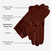Mario (brown) - Lambskin leather driving gloves