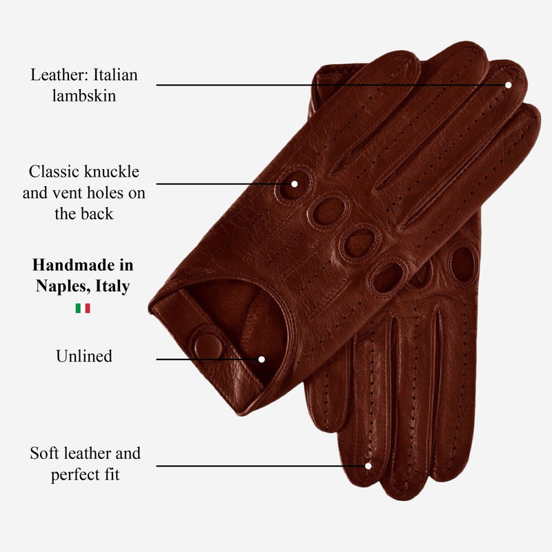 Mario (brown) - Lambskin leather driving gloves