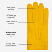 Matteo (yellow) - Gloves made of American deerskin leather with cashmere lining