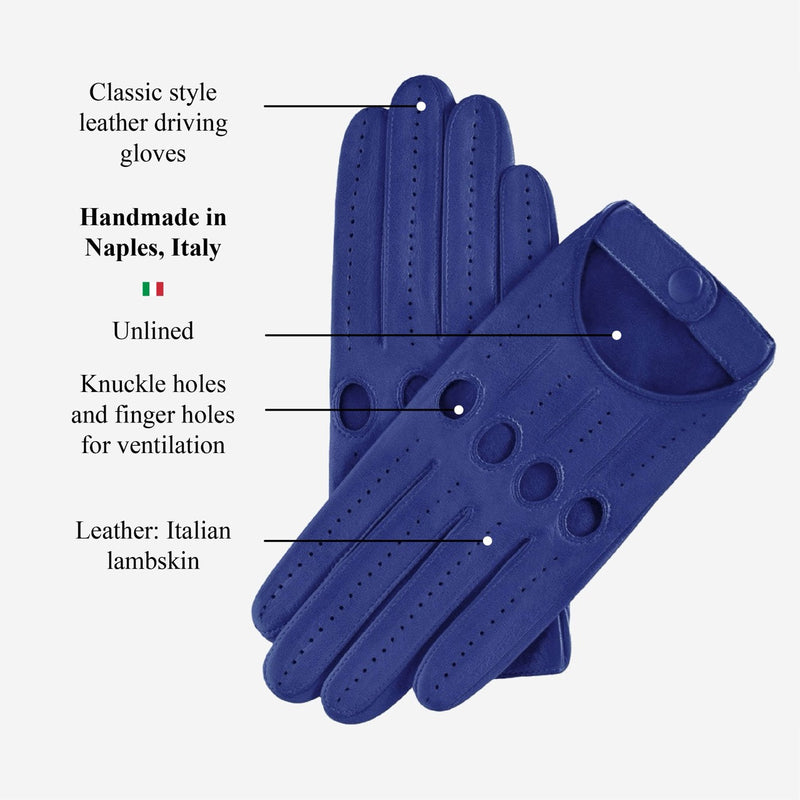 Alessa (blue) - Classic lambskin leather driving gloves