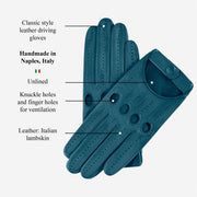 Alessa (turquoise) - Classic lambskin leather driving gloves
