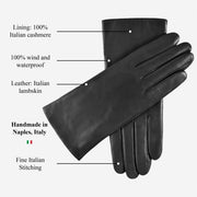 Isabella (black) - Italian lambskin leather gloves with cashmere lining