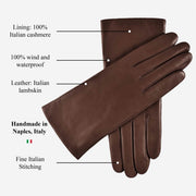 Isabella (brown) - lambskin leather gloves with cashmere lining