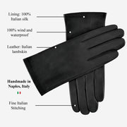 Sofia (black) - Lambskin leather gloves with silk lining