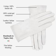 Sofia (white) - Lambskin leather gloves with silk lining