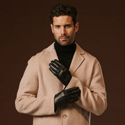 Fabio (black) - Men's classic lambskin leather gloves with pure silk lining