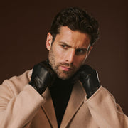 Fabio (black) - Men's classic lambskin leather gloves with pure silk lining