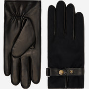 Fabrizio (black) – Tweed men's gloves with touchscreen capability and adjustable snap button