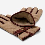 Fabrizio (brown) - Tweed men’s gloves with touchscreen capability and adjustable snap button
