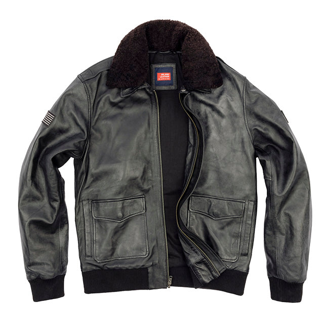 US Flag Flight Mens Pilot Leather Jacket