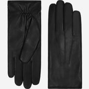 Francesca (black) - Lambskin leather gloves with brown rabbit fur lining