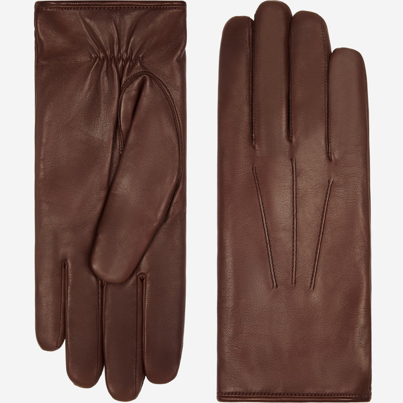 Francesca (brown) - lambskin leather gloves with brown rabbit fur lining