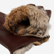 Francesca (brown) - lambskin leather gloves with brown rabbit fur lining