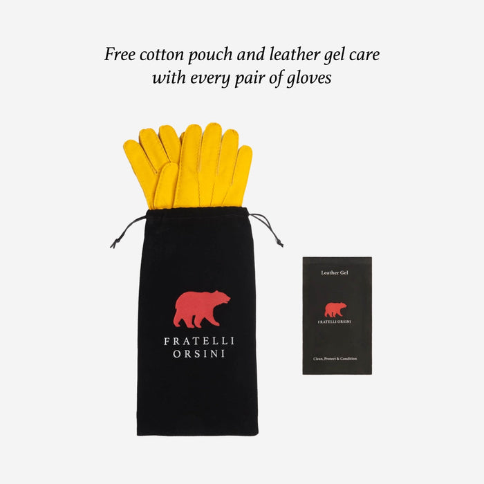 Marco (black) - Italian lambskin leather gloves with white rabbit fur lining
