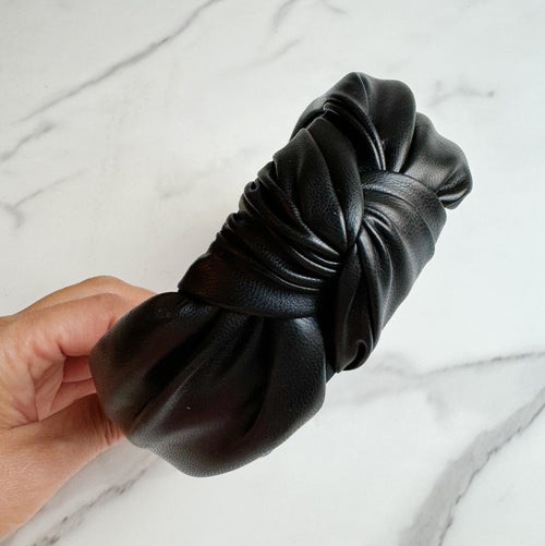 Leather Knotted Headband Elegant Classic Hair Accessory for Women
