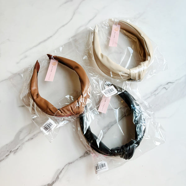 Leather Knotted Headband Elegant Classic Hair Accessory for Women