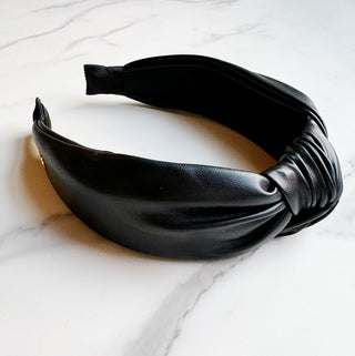 Leather Knotted Headband Elegant Classic Hair Accessory for Women