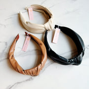 Leather Knotted Headband Elegant Classic Hair Accessory for Women