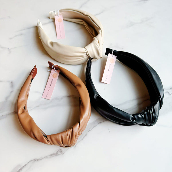 Leather Knotted Headband Elegant Classic Hair Accessory for Women
