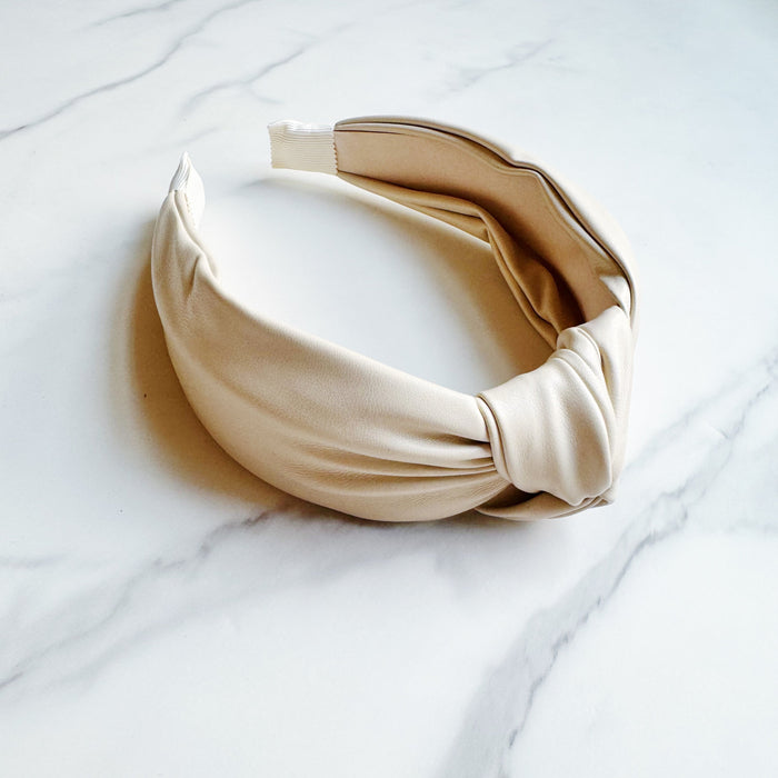Leather Knotted Headband Elegant Classic Hair Accessory for Women