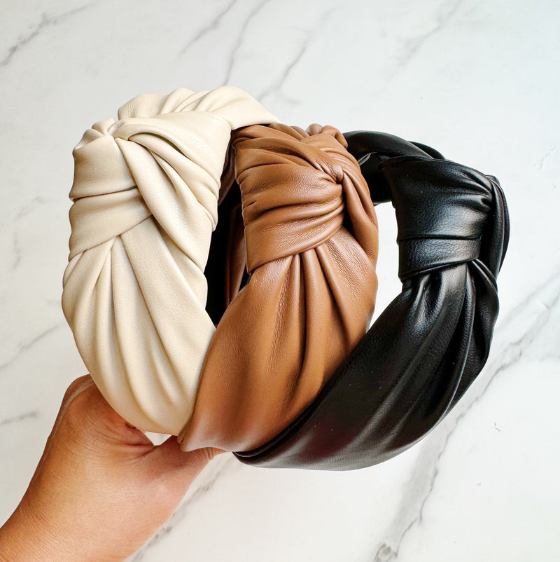 Leather Knotted Headband Elegant Classic Hair Accessory for Women