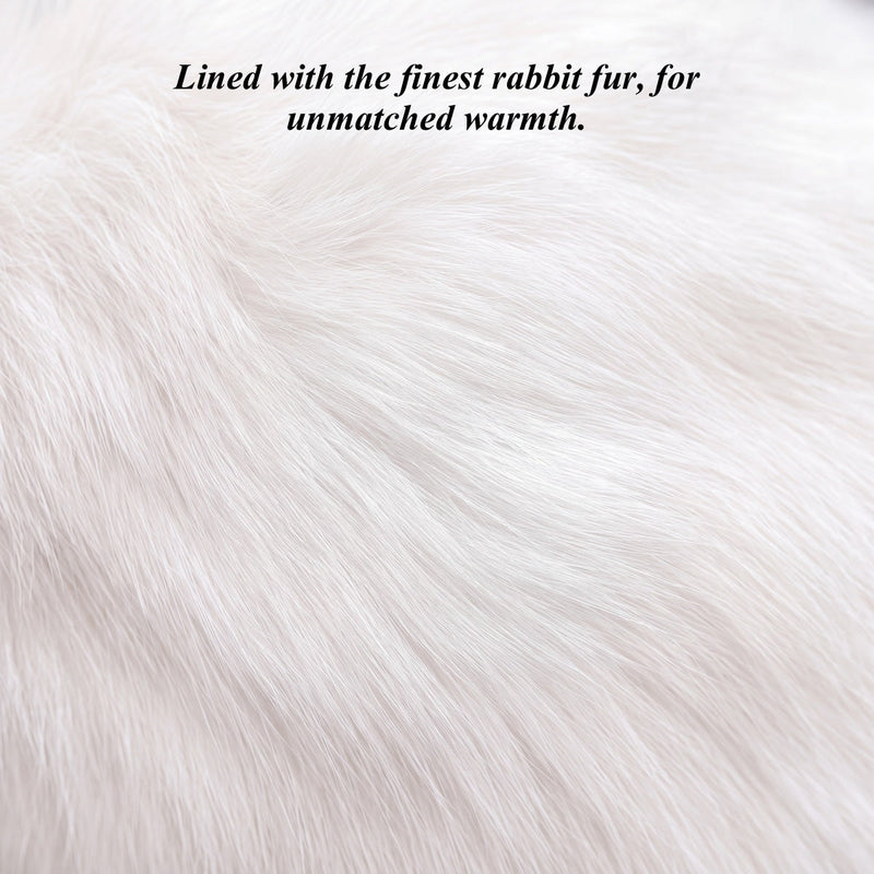 Marco (black) - Lambskin leather gloves with white rabbit fur lining