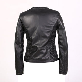 Gille Womens Diamond Patterned Leather Jacket