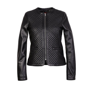 Gille Womens Diamond Patterned Leather Jacket