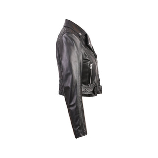 Gina Womens Quilty Short Biker Leather Jacket