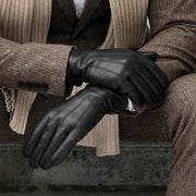 Giovanni (black) - Classic lambskin leather gloves with cashmere lining & touchscreen feature
