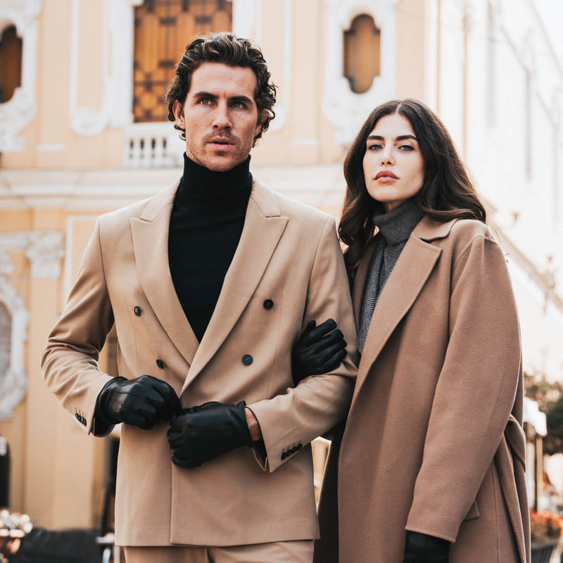Giovanni (black) - Classic lambskin leather gloves with cashmere lining